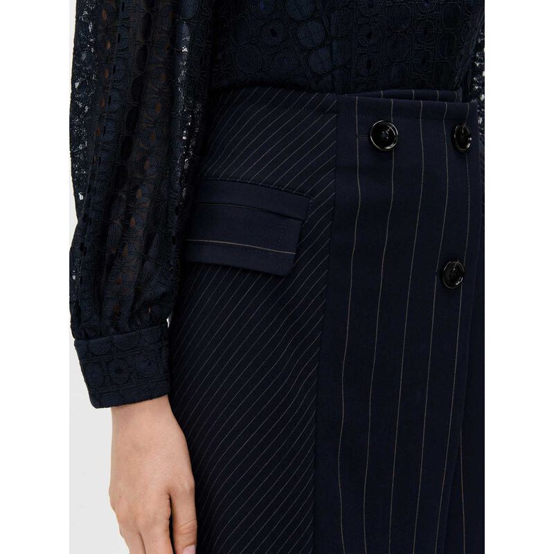 Veronika Maine Pinstripe Spliced Short Wrap Skirt image number 2